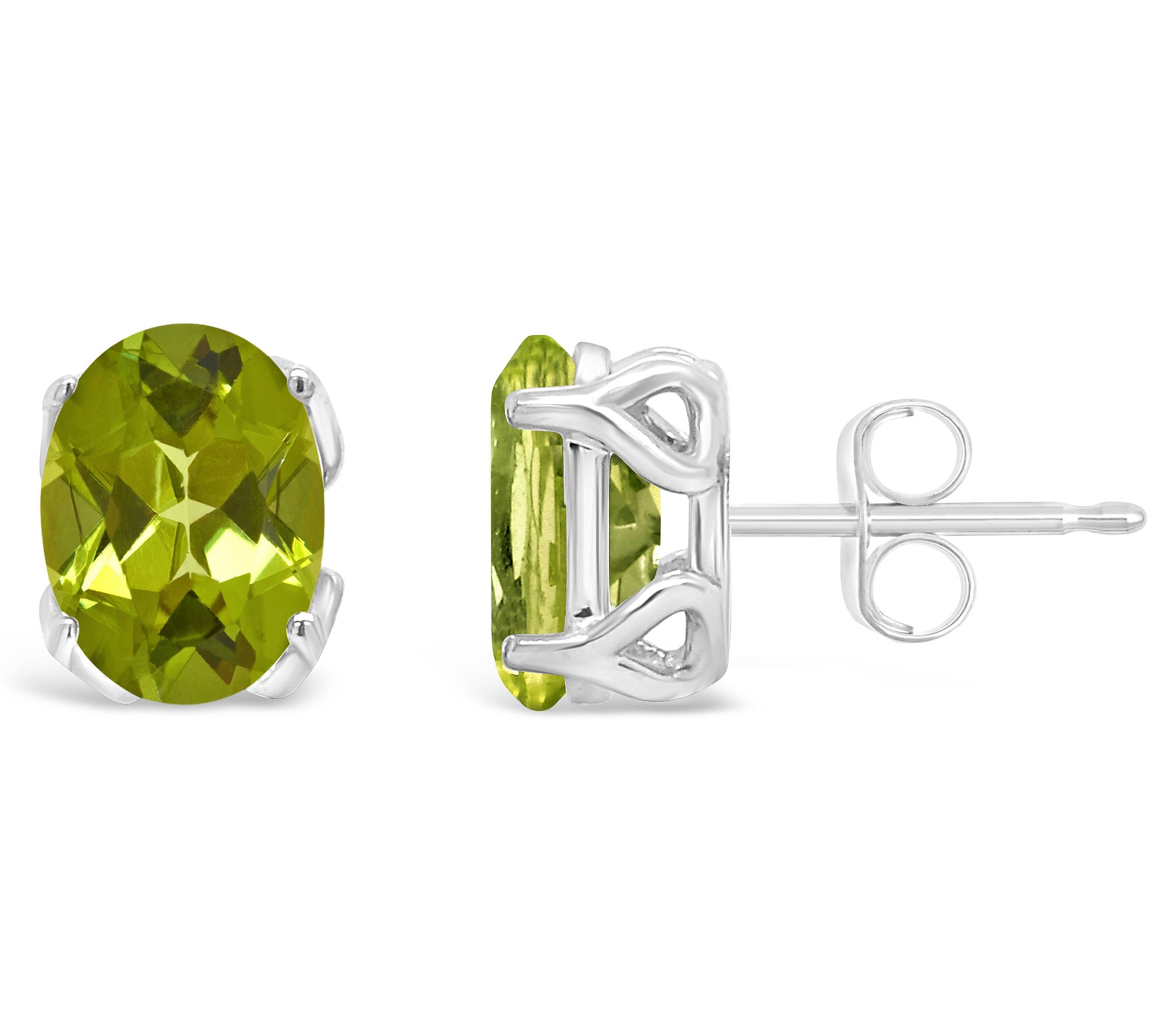 14K Oval 8x6mm Peridot Gemstone Stud Earrings