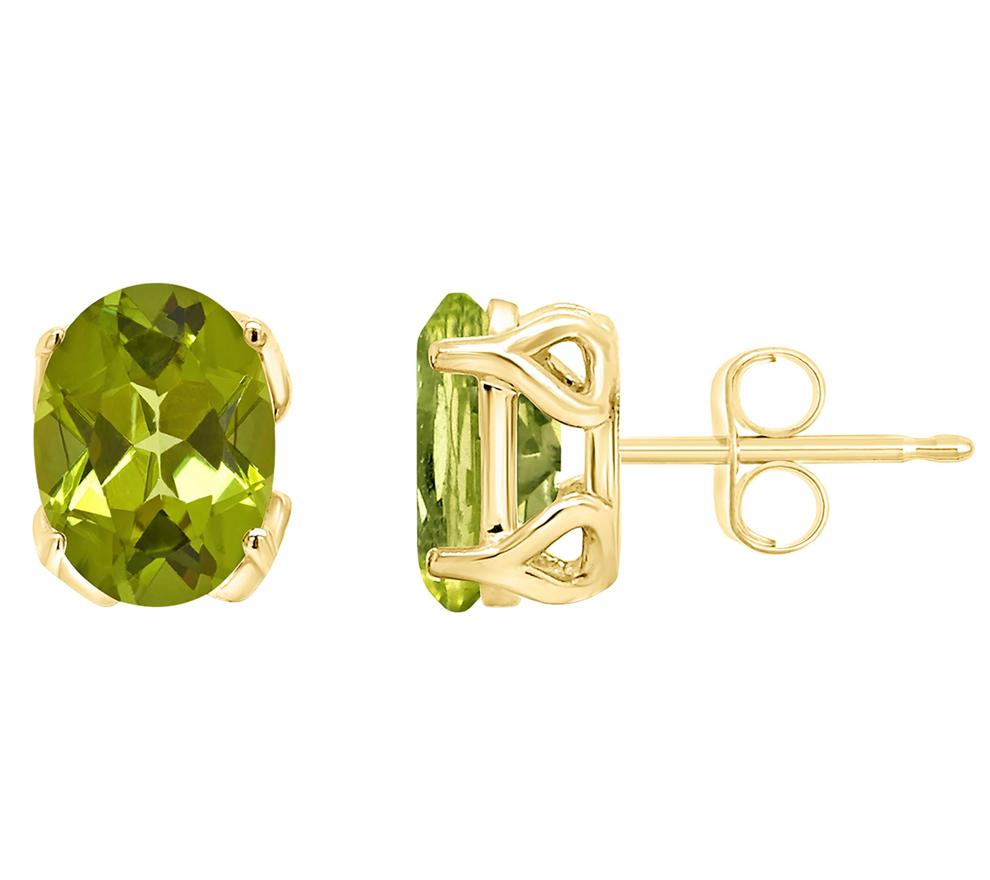 14K Oval 8x6mm Peridot Gemstone Stud Earrings