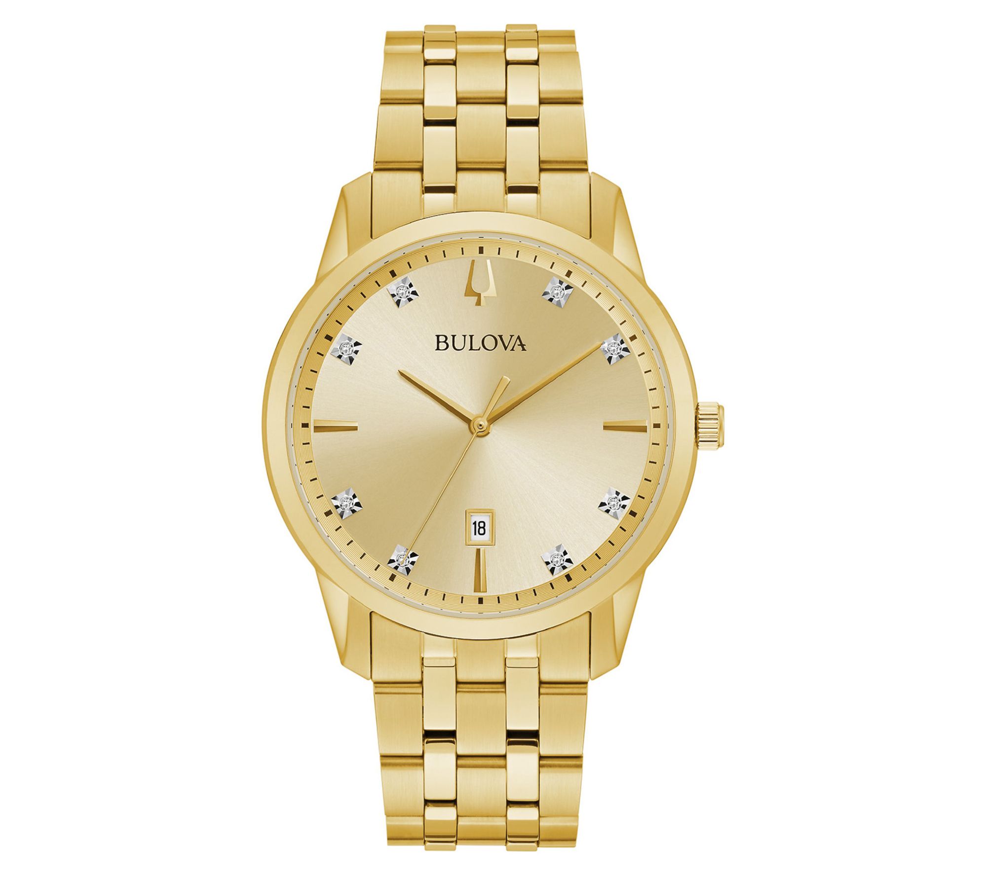 Bulova Men's Goldtone Stainless Steel Diamond Accent Watch - QVC.com