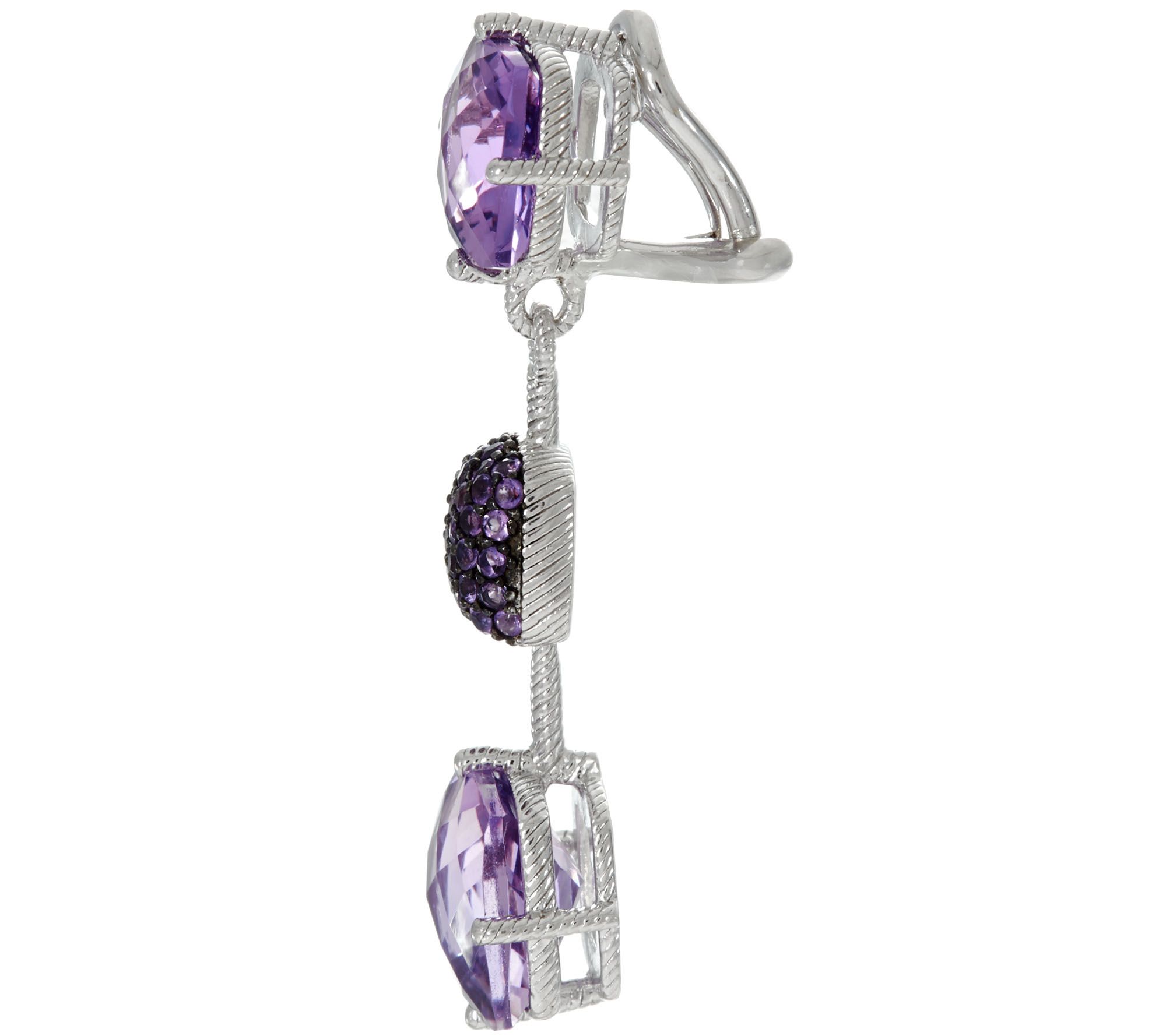 Judith Ripka Sterling Silver 11.0 cttw Amethyst Drop Earrings - QVC.com