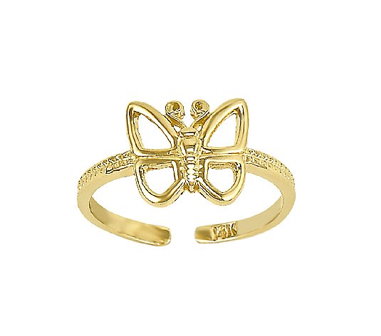Polished Open Butterfly Toe Ring, 14K Gold