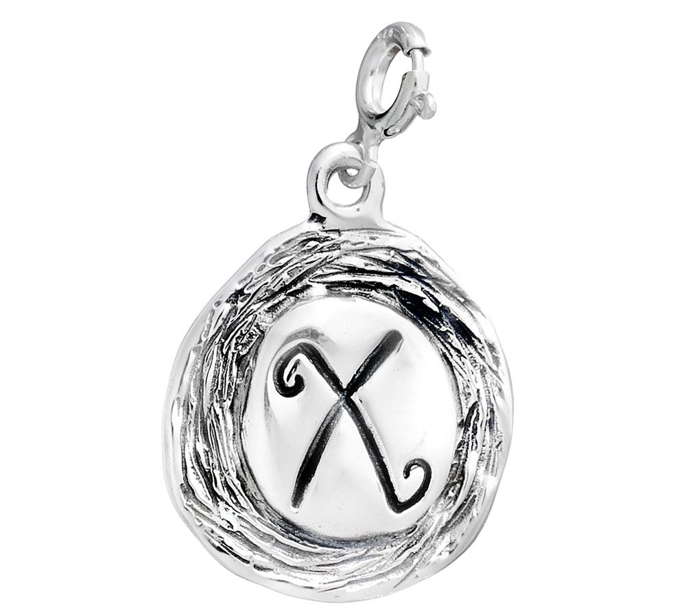 Hagit Sterling Carved Initial Charm