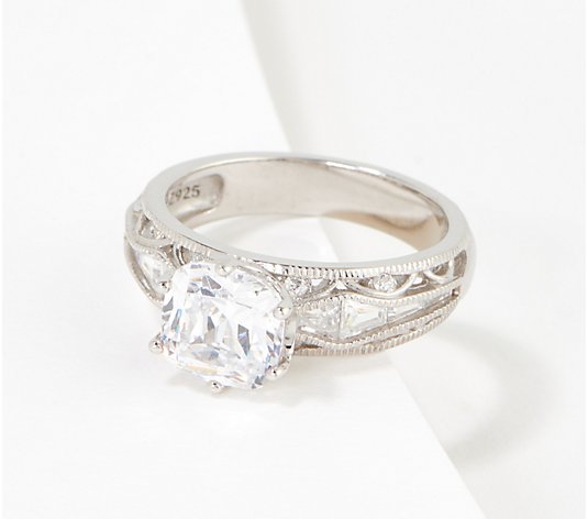 Diamonique Rope Detail Bridal Ring, Platinum-Clad