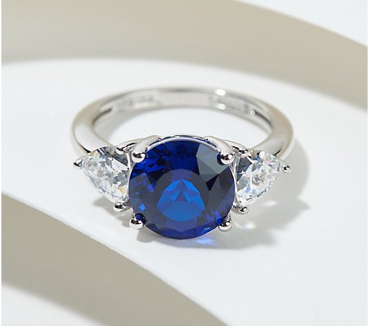 Diamonique x Amy Stran Simulated Sapphire Ring, Platinum Clad