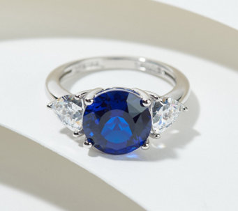 Diamonique x Amy Stran Sapphire Round-Cut Ring, Platinum Clad - J372547