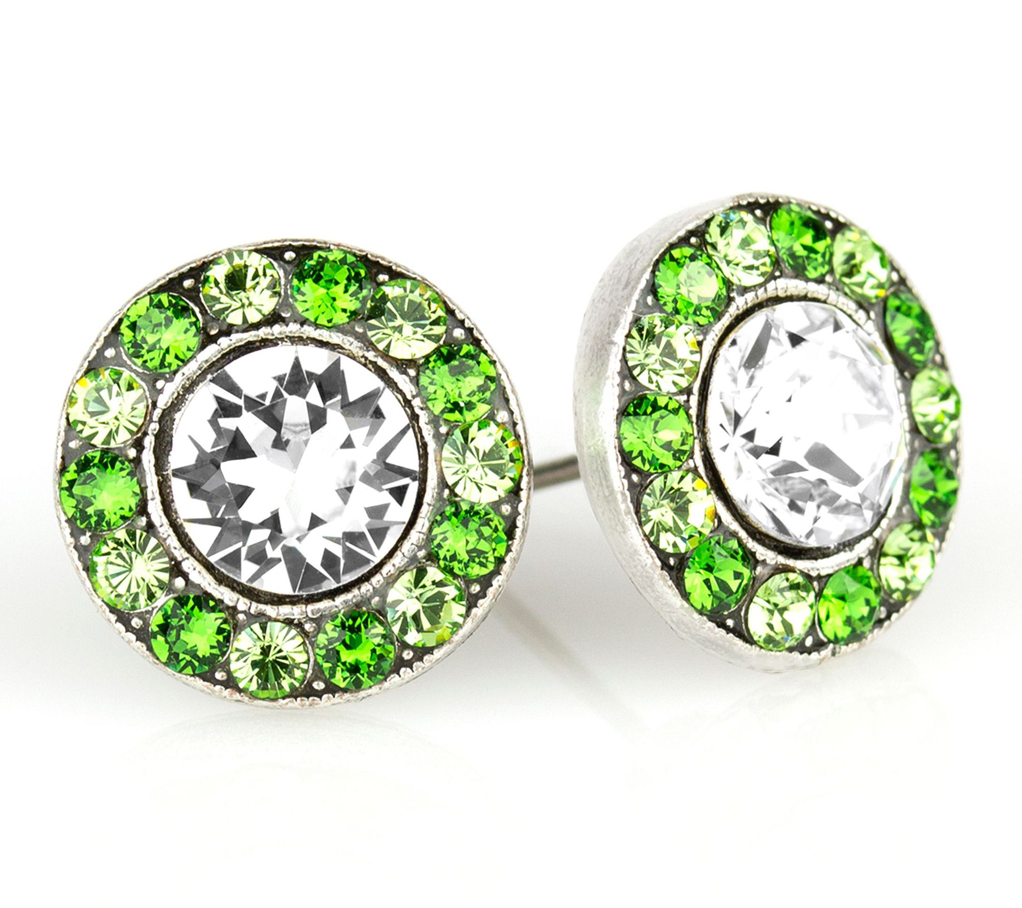 Anne Koplik Crystal St. Patrick HaloStud Earrings