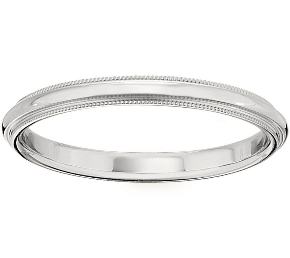 Men S 18K White Gold 2 5mm Milgrain Wedding Band QVC Com   J375547.001