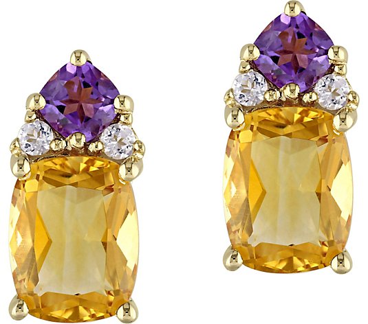 Sterling 4.25 cttw Citrine and Amethyst Earrings