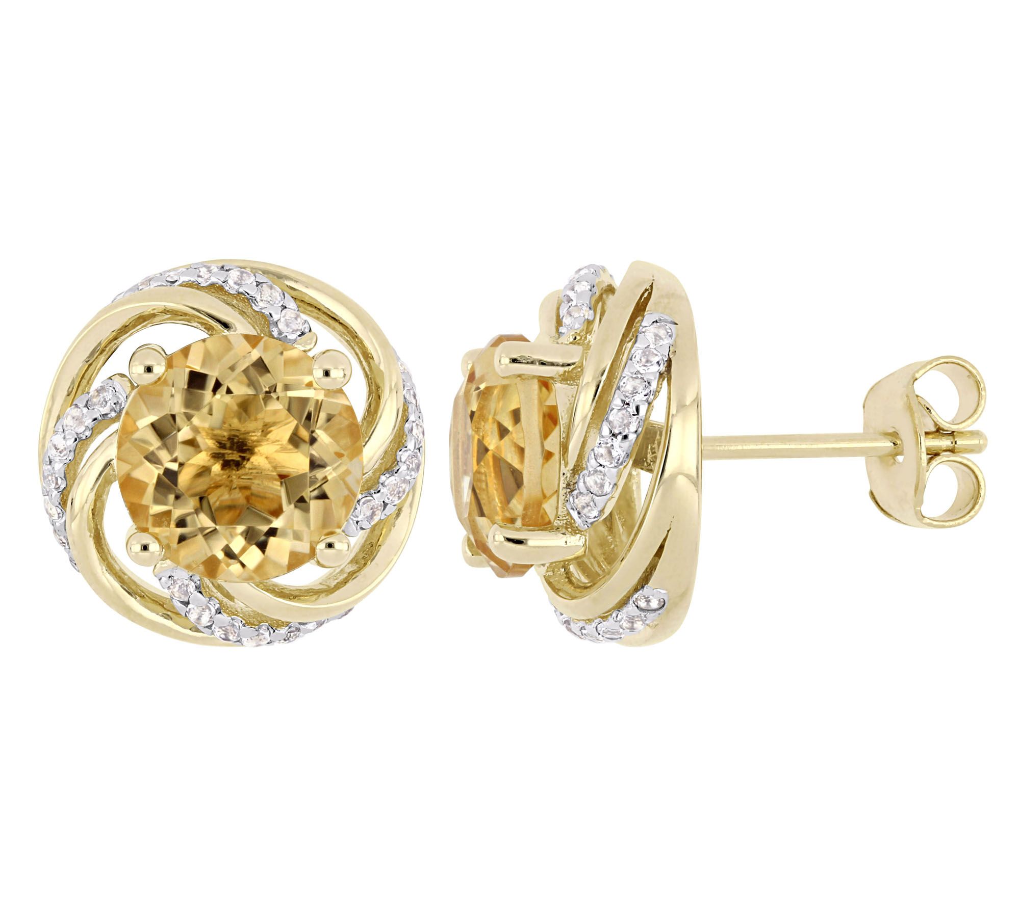 Sterling & 14K 3.90 cttw Citrine & White TopazStud Earrings