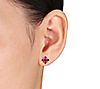 14K Rose Gold 1.70 cttw Ruby & Pink Sapphire Floral Earrings, 1 of 1