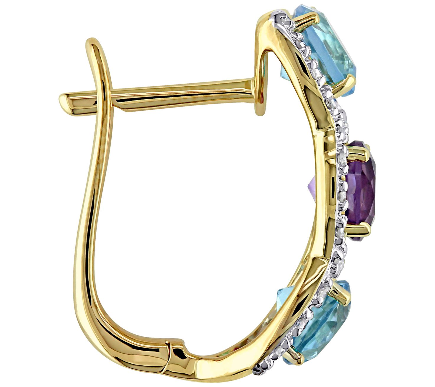 Bellini 3.85 cttw Gemstone & 1/3 cttw Diamond Hoop Earrings - QVC.com