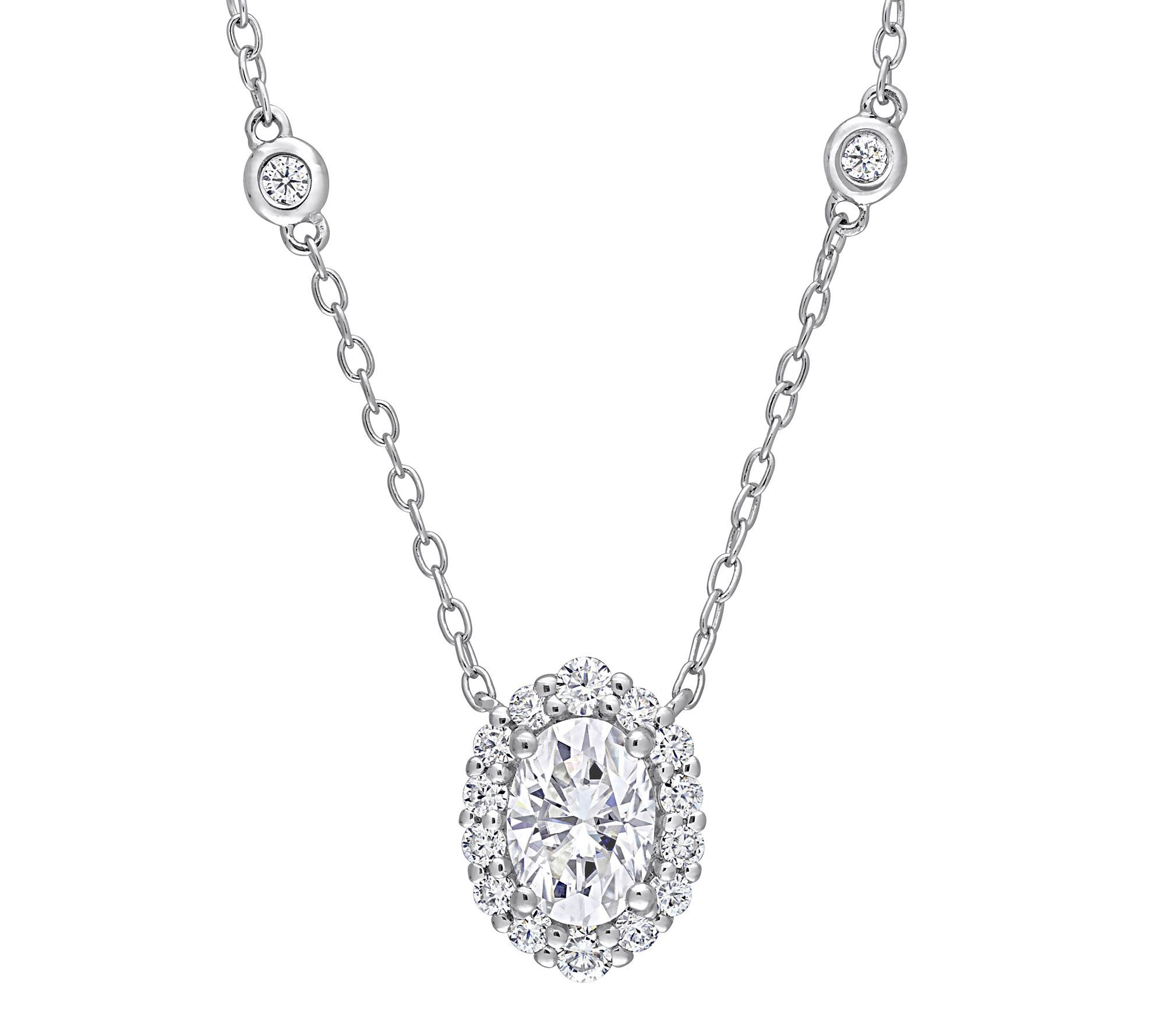 MoissanIce Moissanite 1.10 cttw Oval Necklace, Sterling