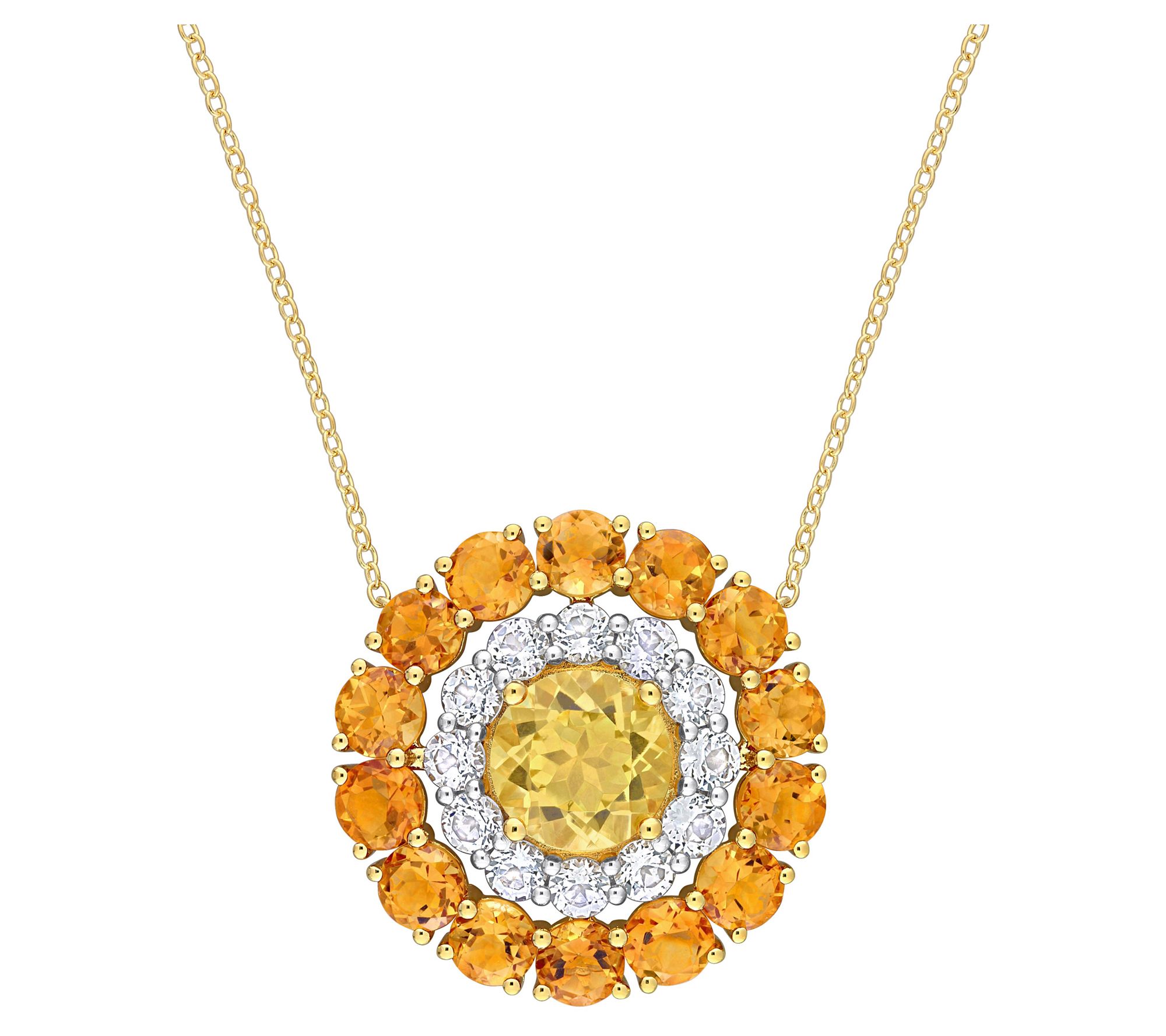 Affinity Gems 11.40 cttw Gemstone Necklace, 18K Gold Plated