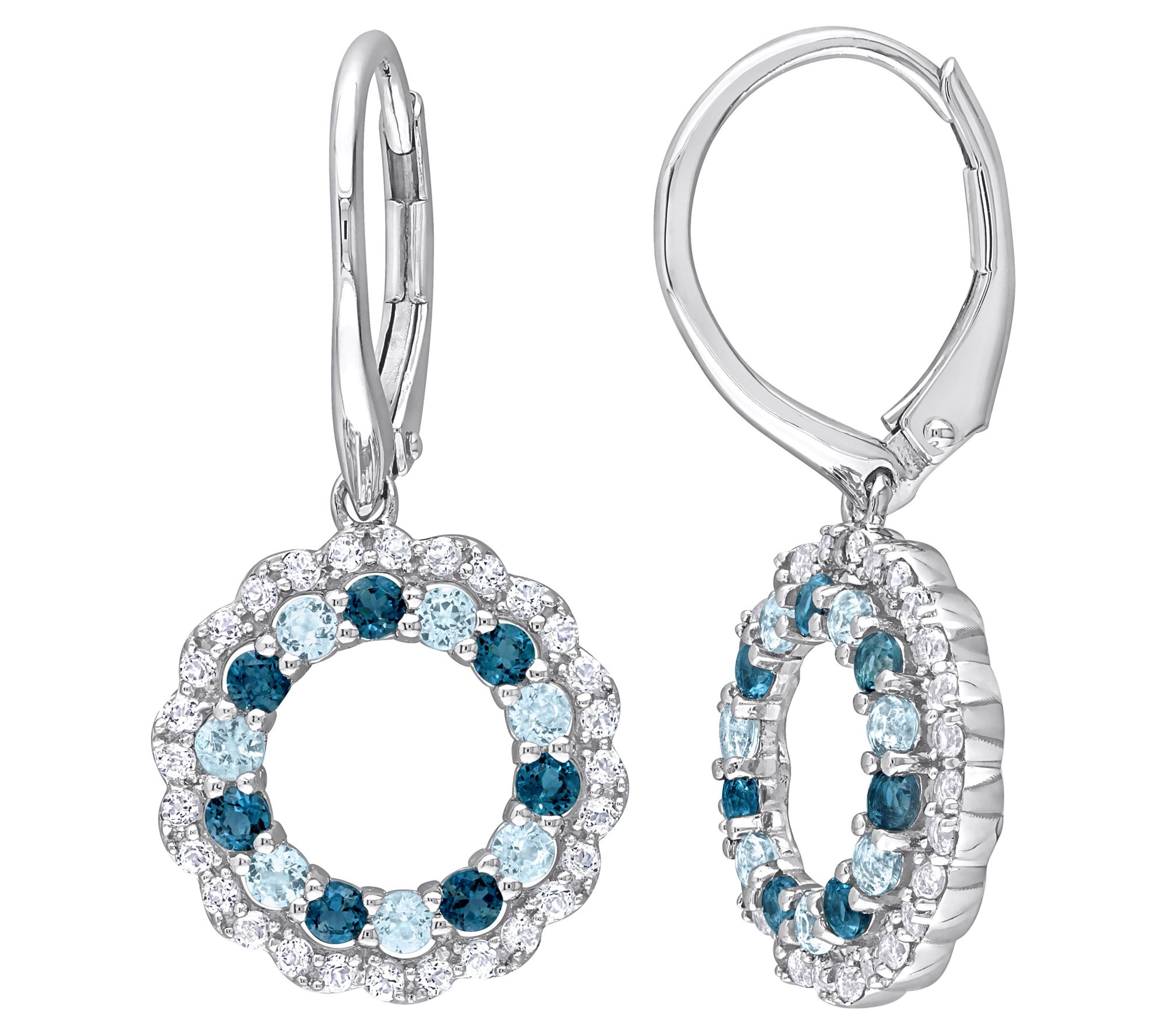 Affinity Gems 1.95 cttw Blue & White Topaz Earr ings, Sterling