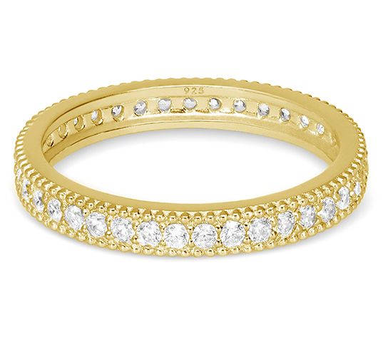 Diamonique Ring with Beaded Detail, SterlingSilver