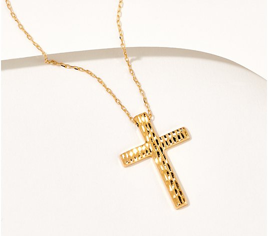 EternaGold Reversible Cross Motif Necklace, 14K Gold, 1.6g - QVC.com