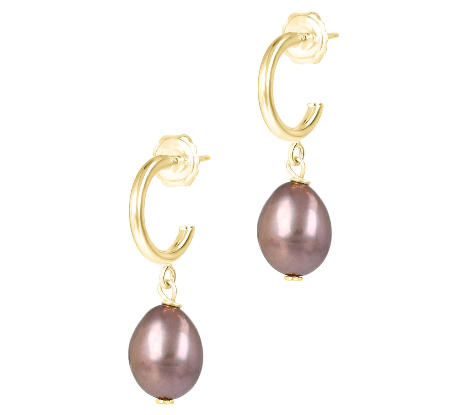 Honora Mini Hoop Cultured Pearl Dangle Earrings, 14K Plated