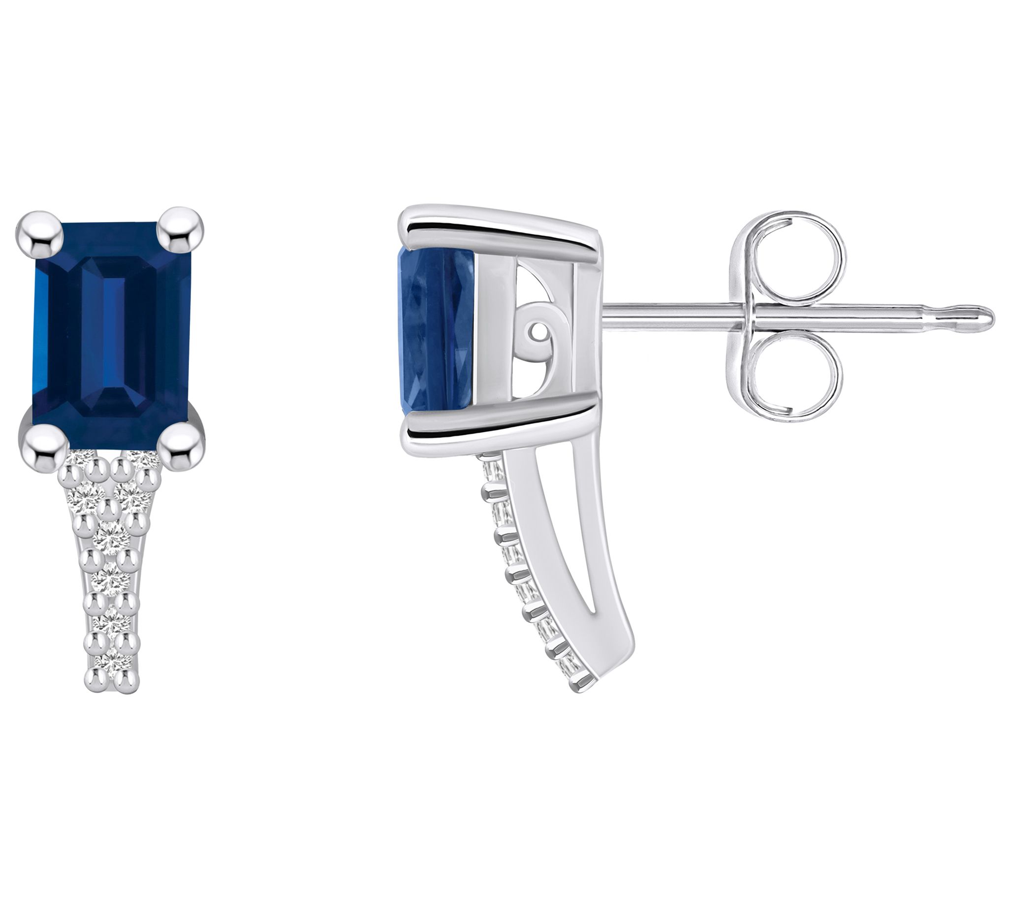 Affinity Gems 14K White Gold Gemstone Diamond Accent Studs