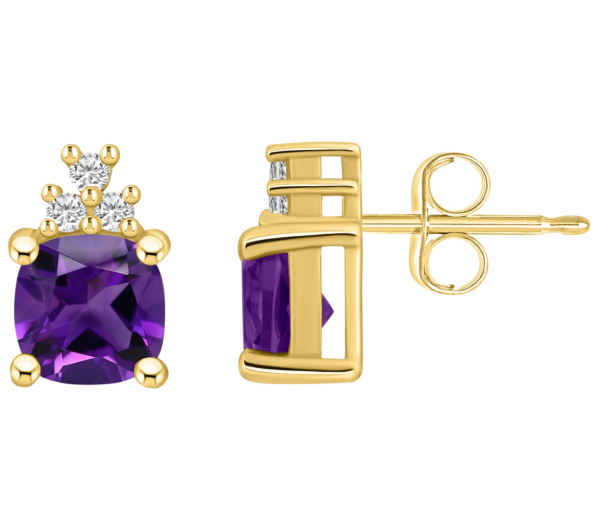 Affinity Gems Cushion Gemstone & Diamond Earrings, 14K Gold
