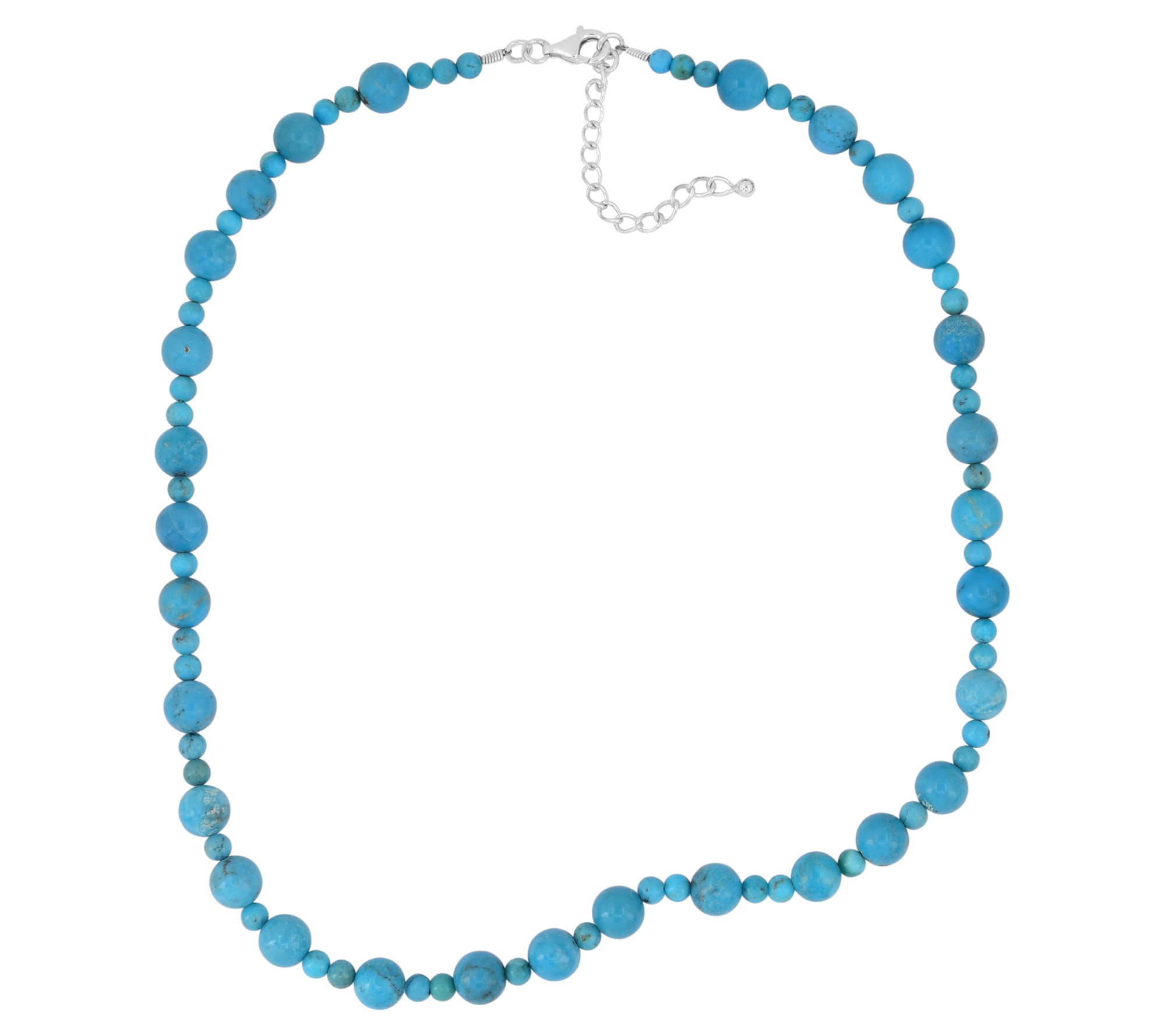 Sterling Silver Round Turquoise Beaded Necklace 