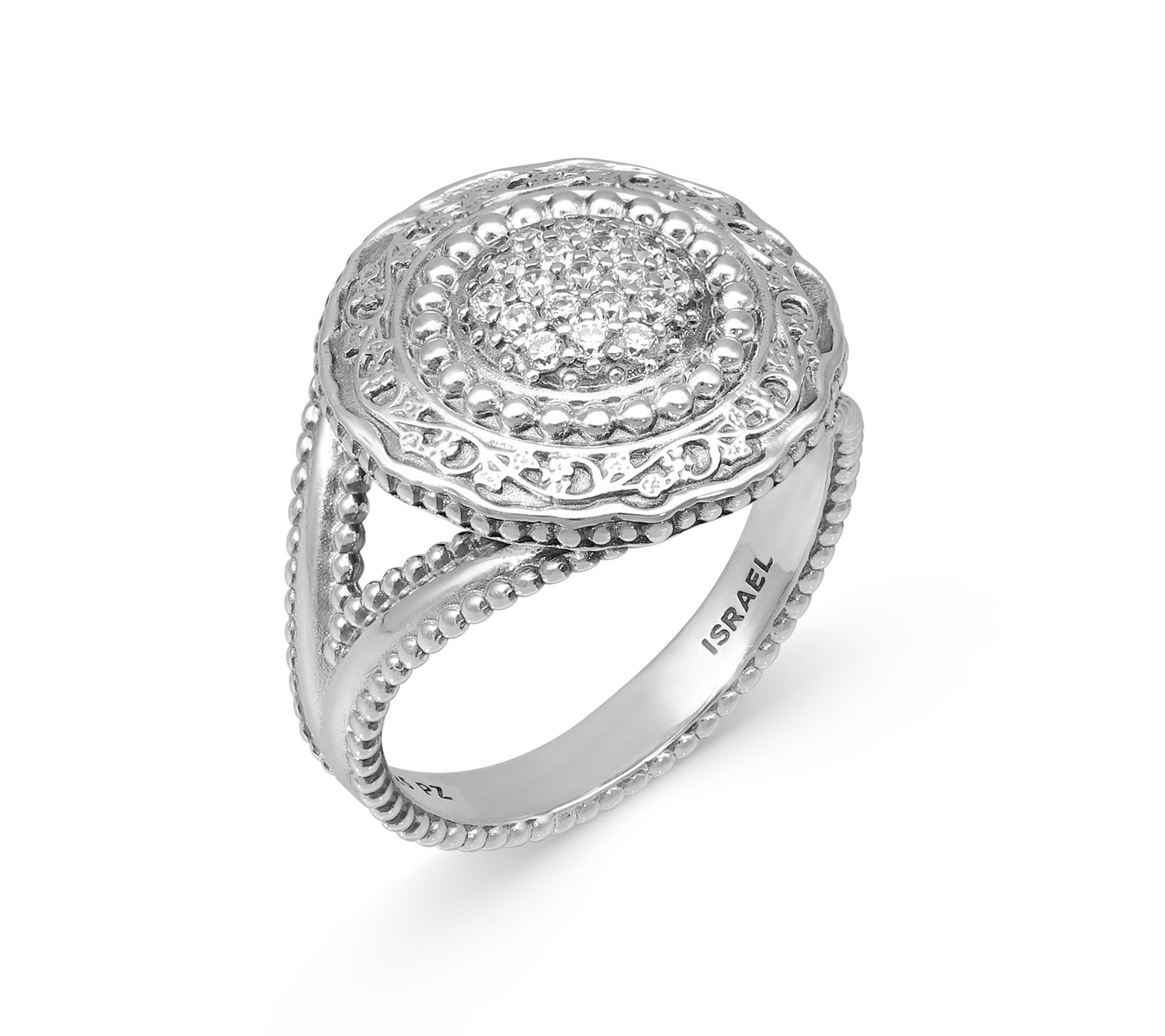Or Paz Sterling Silver Pave Gemstone Cocktail Ring