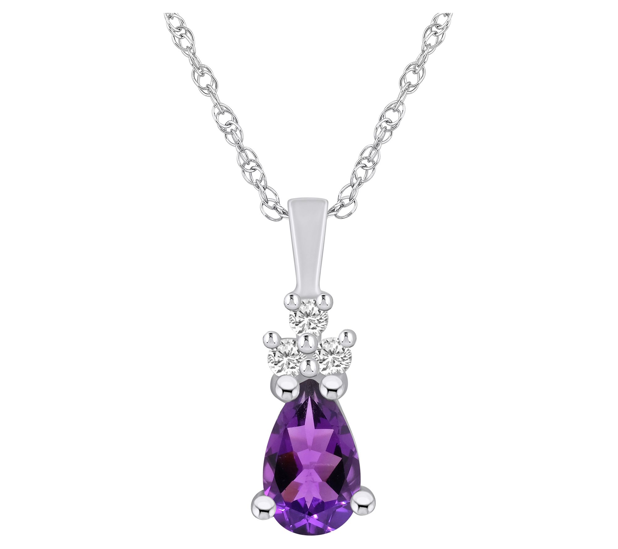 Affinity Gems Pear Gemstone & Diamond Pendant w/ Chain, 14K
