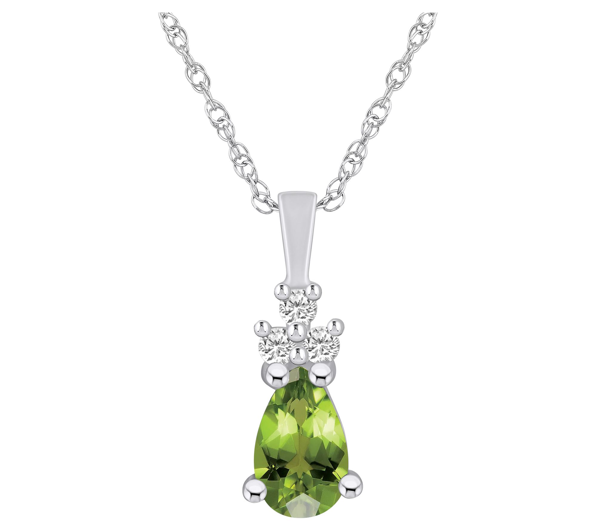 Affinity Gems Pear Gemstone & Diamond Pendant w/ Chain, 14K