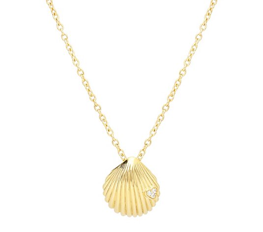 Goddaughters 14K Gold Clad White Topaz Love Shell Necklace