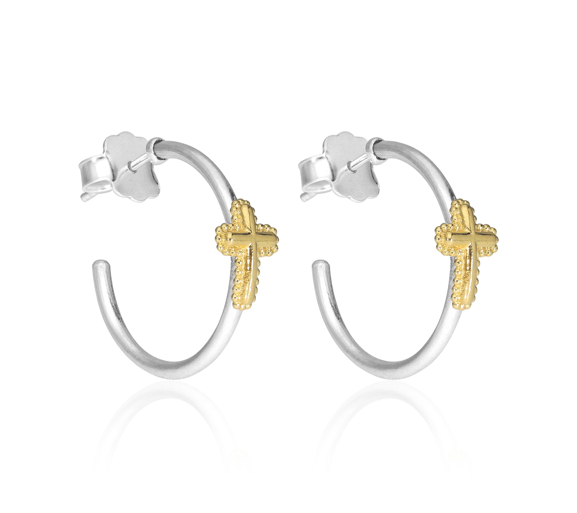 Or Paz Two-Tone Sterling Silver Station Hoop Earrings