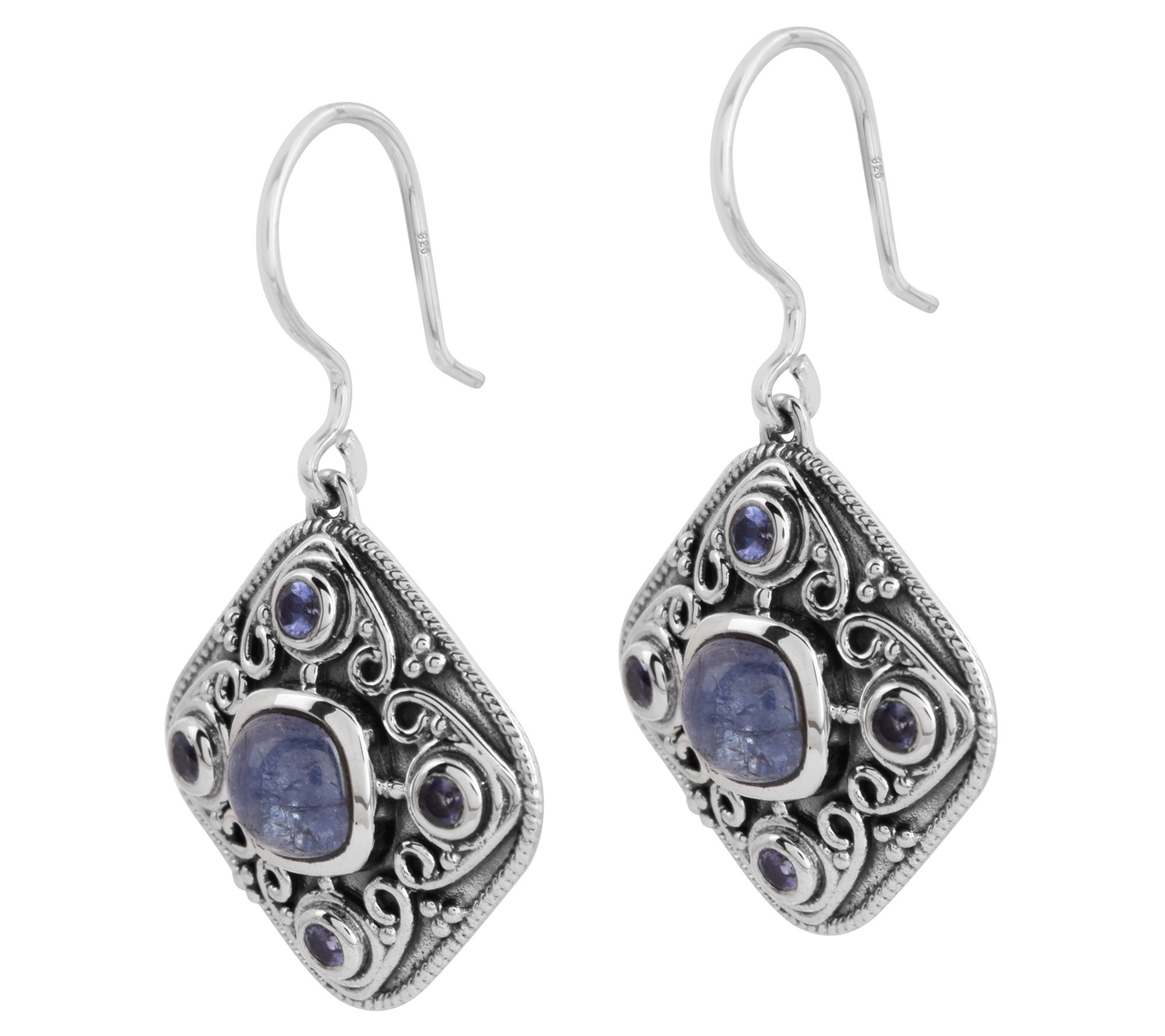 Artisan Crafted Sterling Silver Tanzanite Dangle Earrings