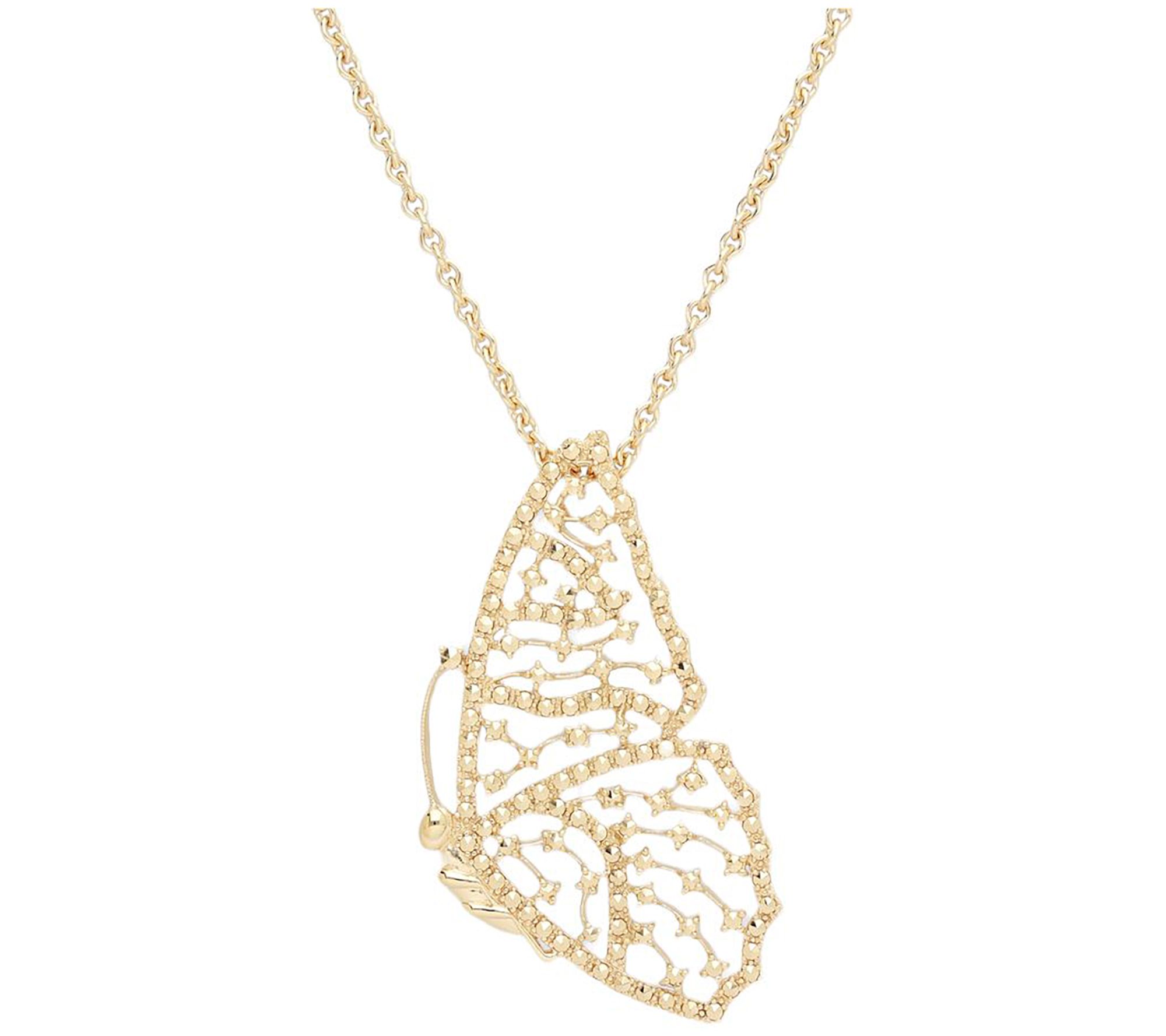 Dallas Prince 14K Clad Chrome Marcasite Butterfly Necklace