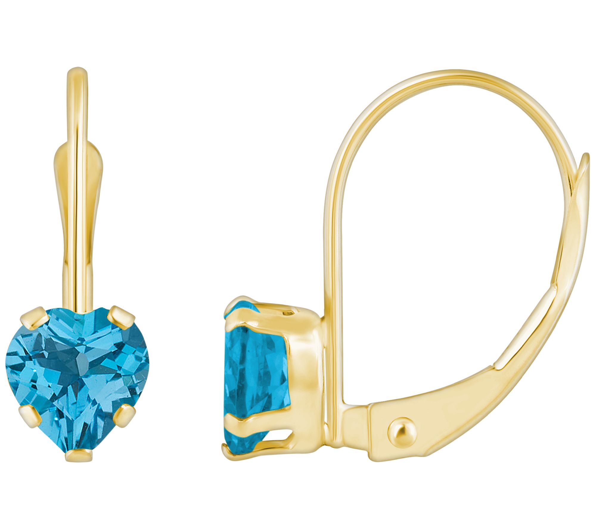 Affinity Gems Heart Cut Leverback Earrings, 10K Gold