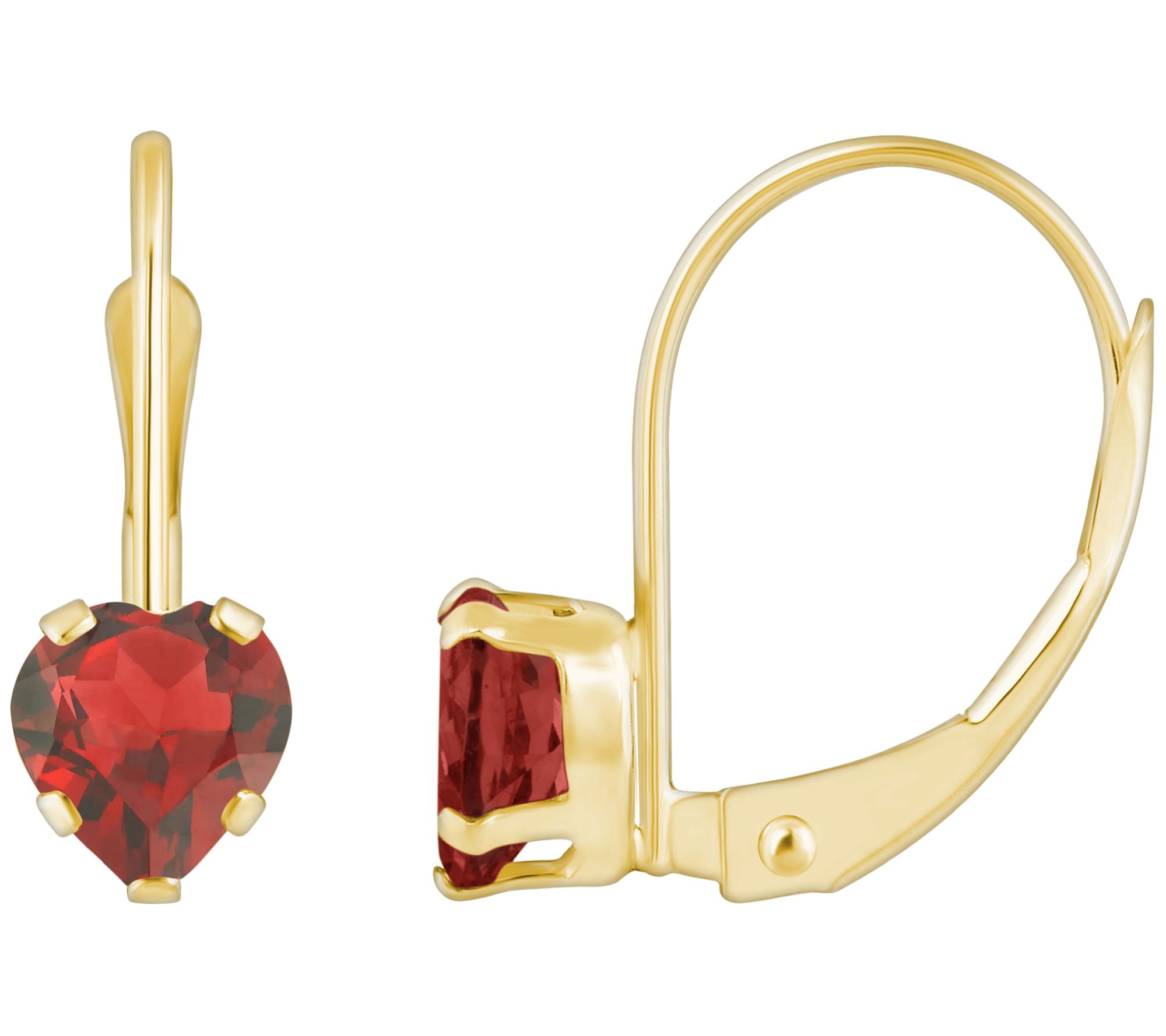 Affinity Gems Heart Cut Leverback Earrings, 10K Gold