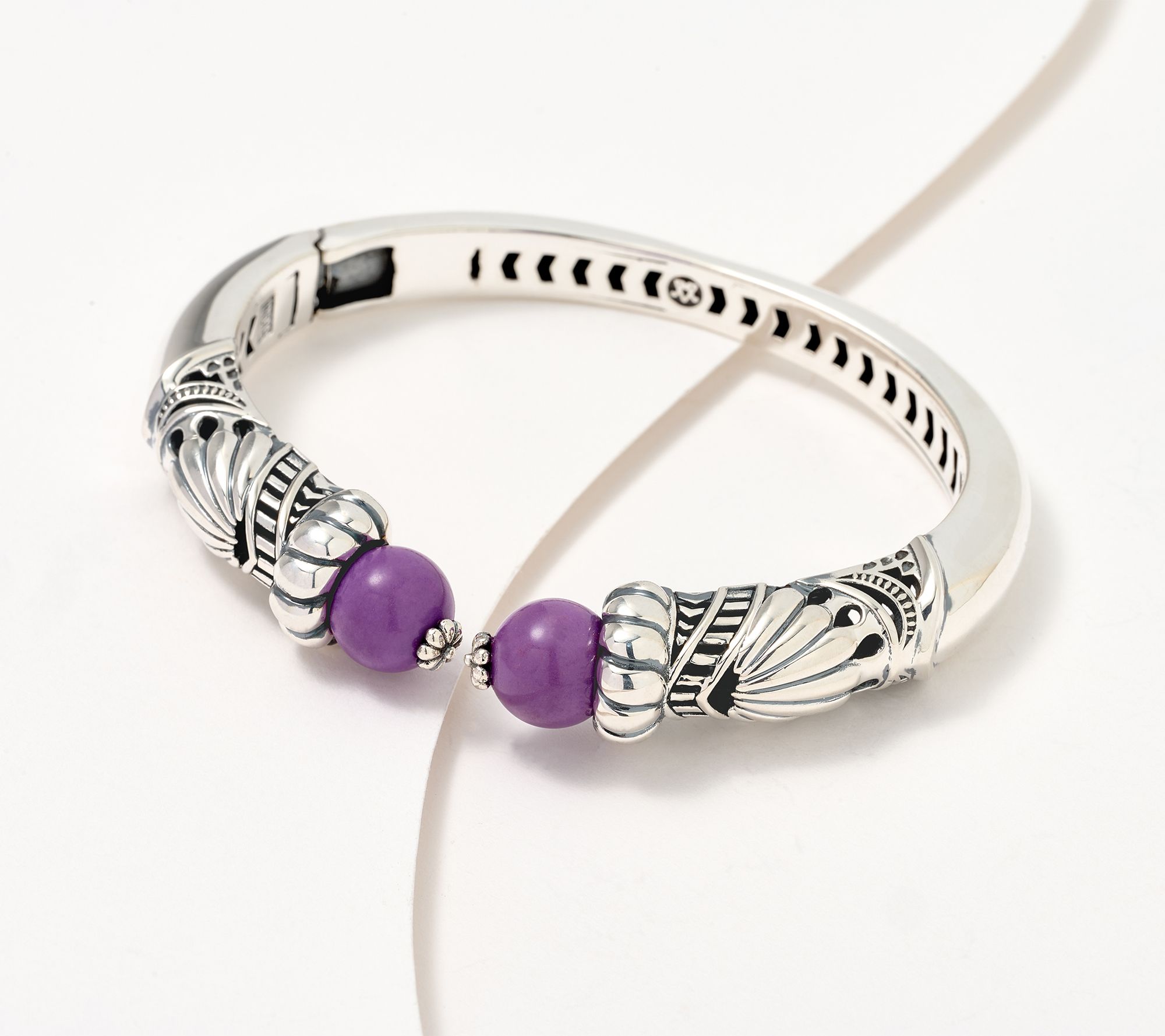 American West Sterling Silver Gemstone Hinged Cuff