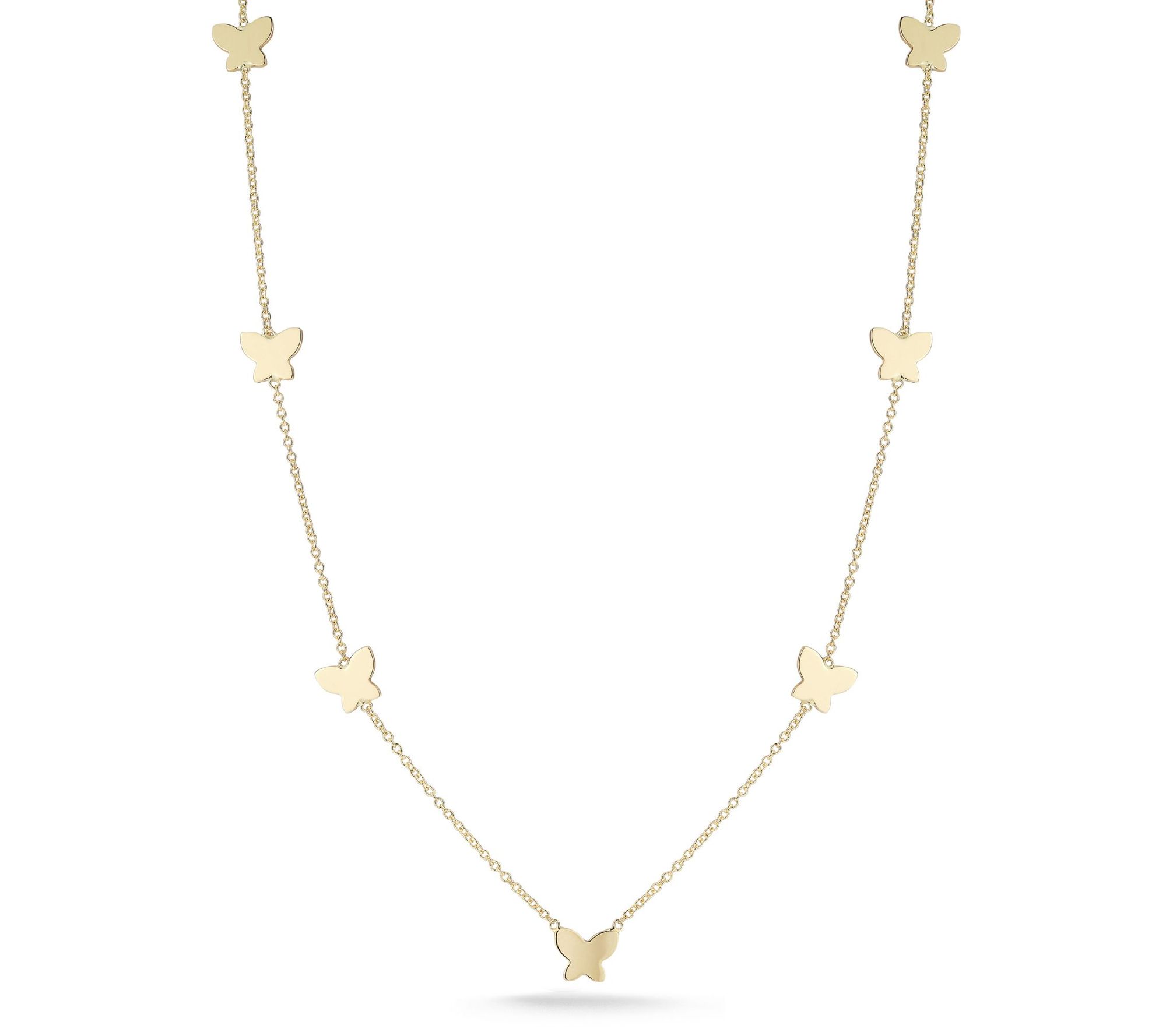 Italian Gold Butterfly Station Necklace, 14K - QVC.com