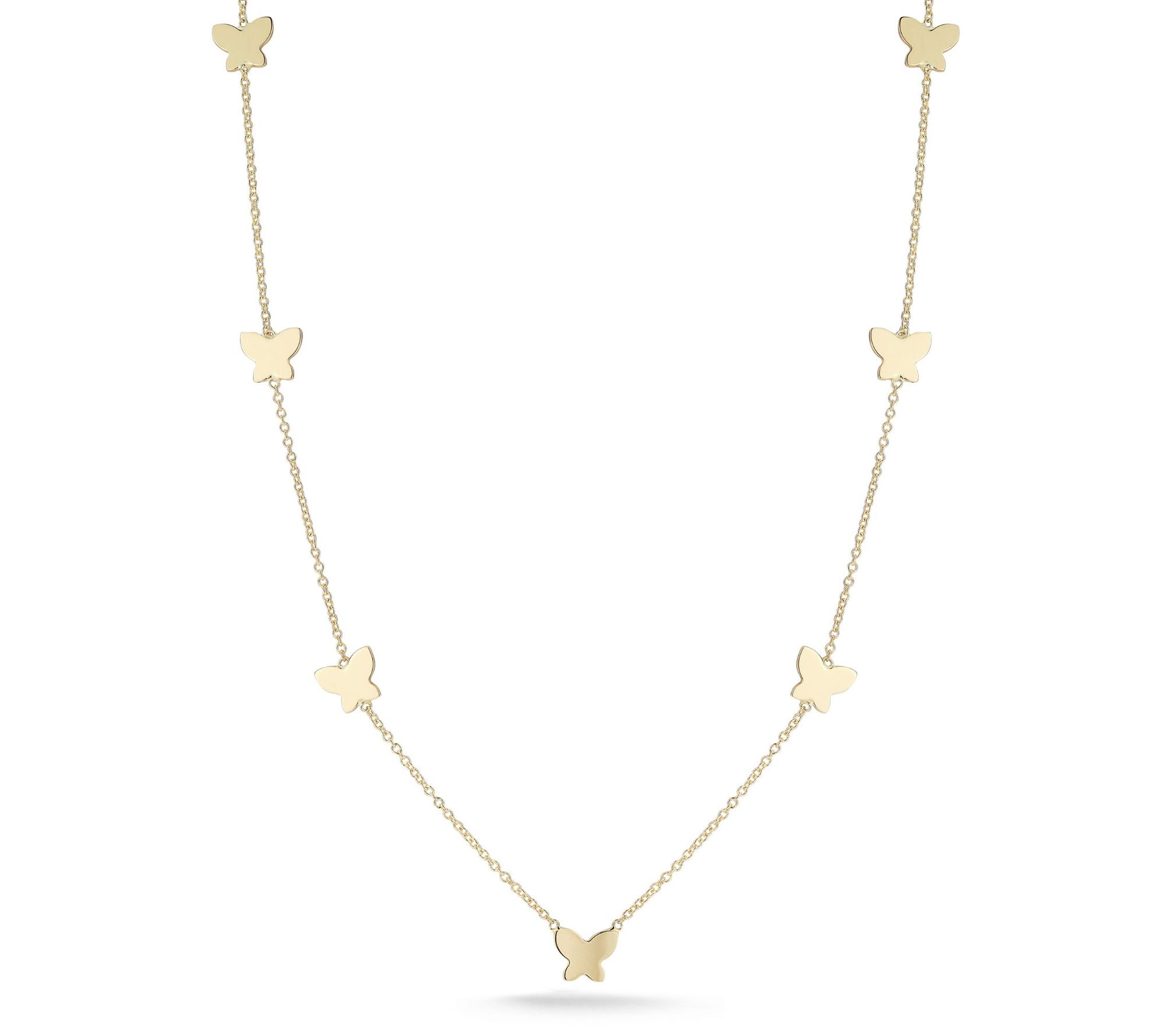 Italian Gold Butterfly Station Necklace, 14K