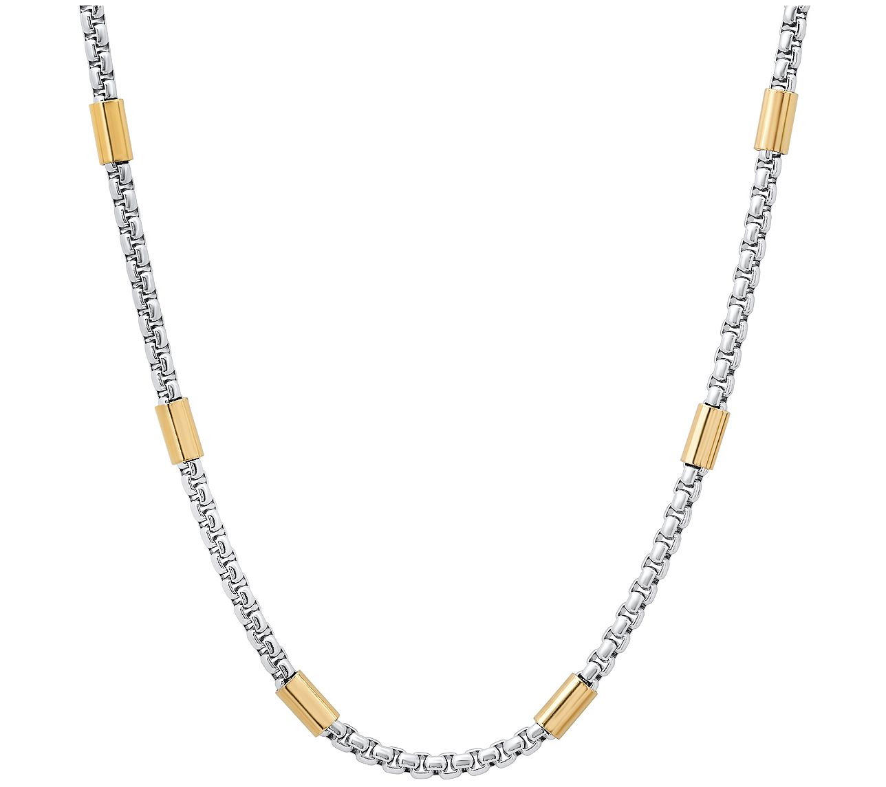 Steel By Design Men's Two-Tone Station Necklace