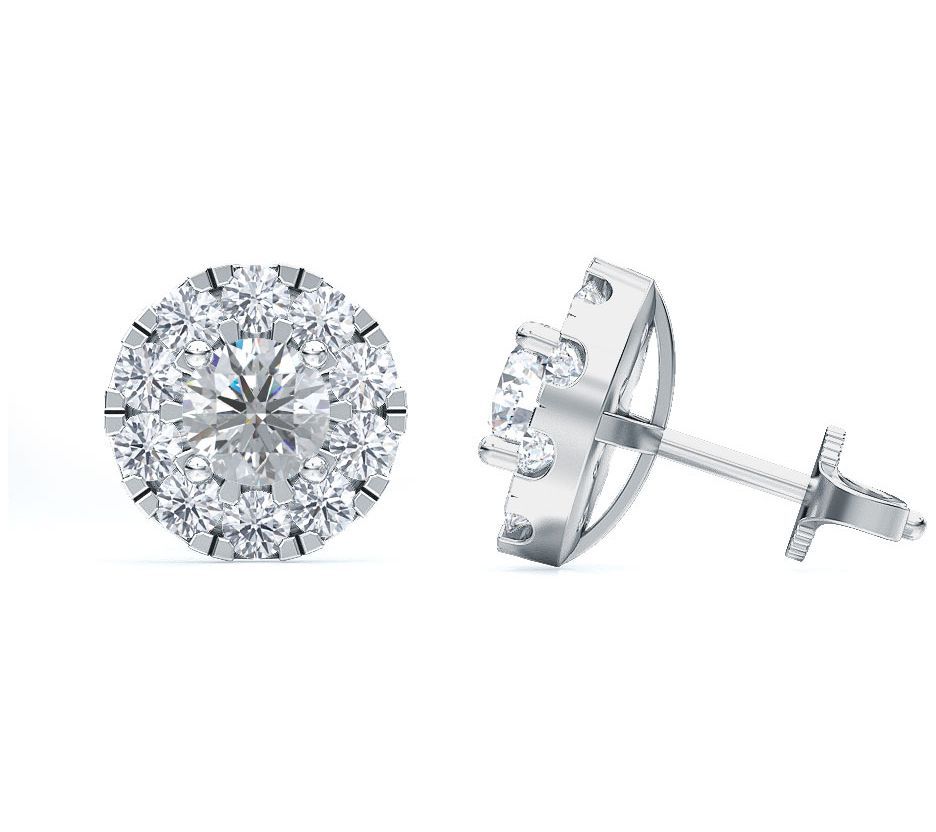 Vida Lab Diamonds 1.00 cttw Lab-Grown Halo Stud Earrings, 14K