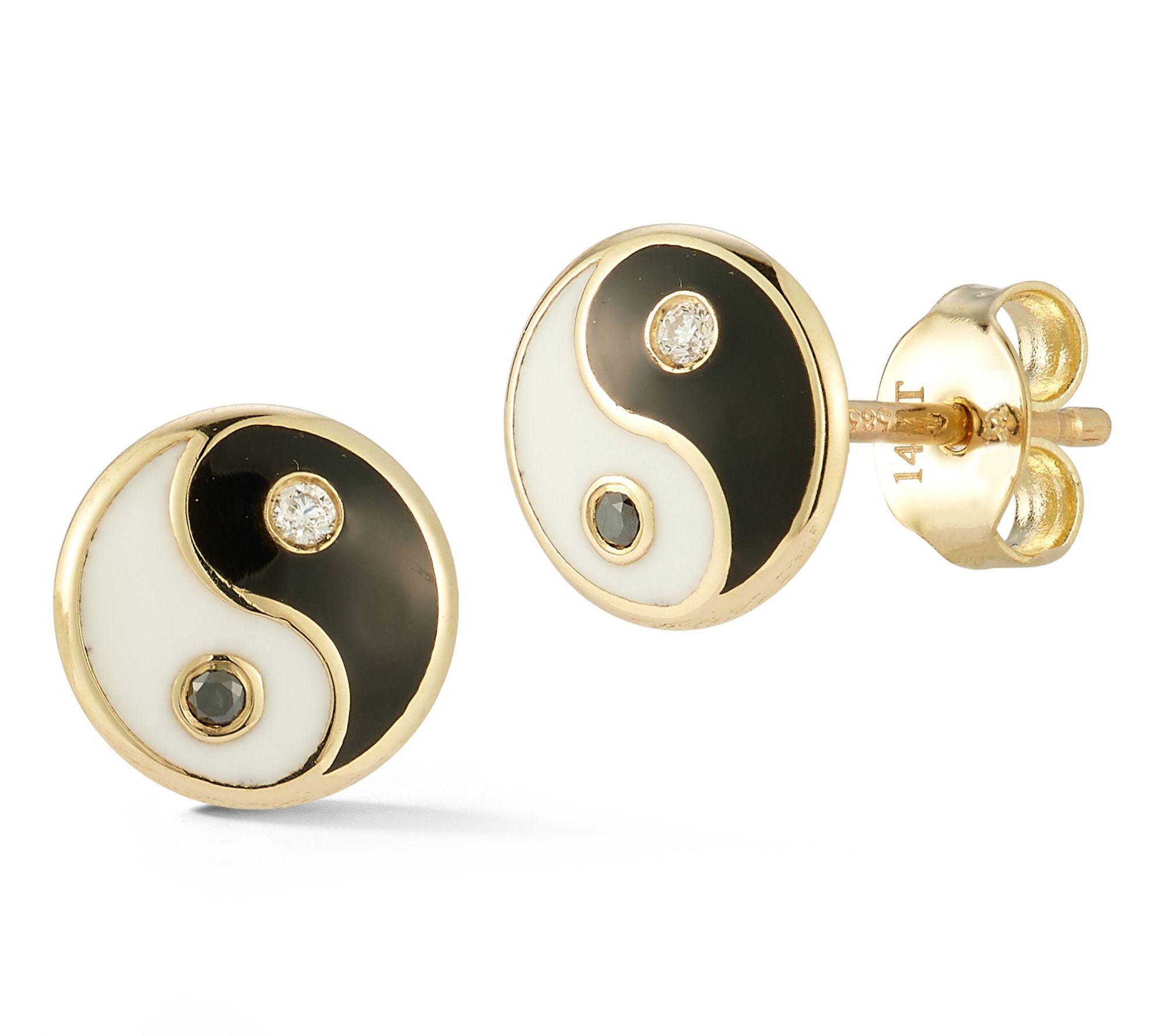 Luminosa Gold Diamond Yin Yang Stud Earrings, 14K
