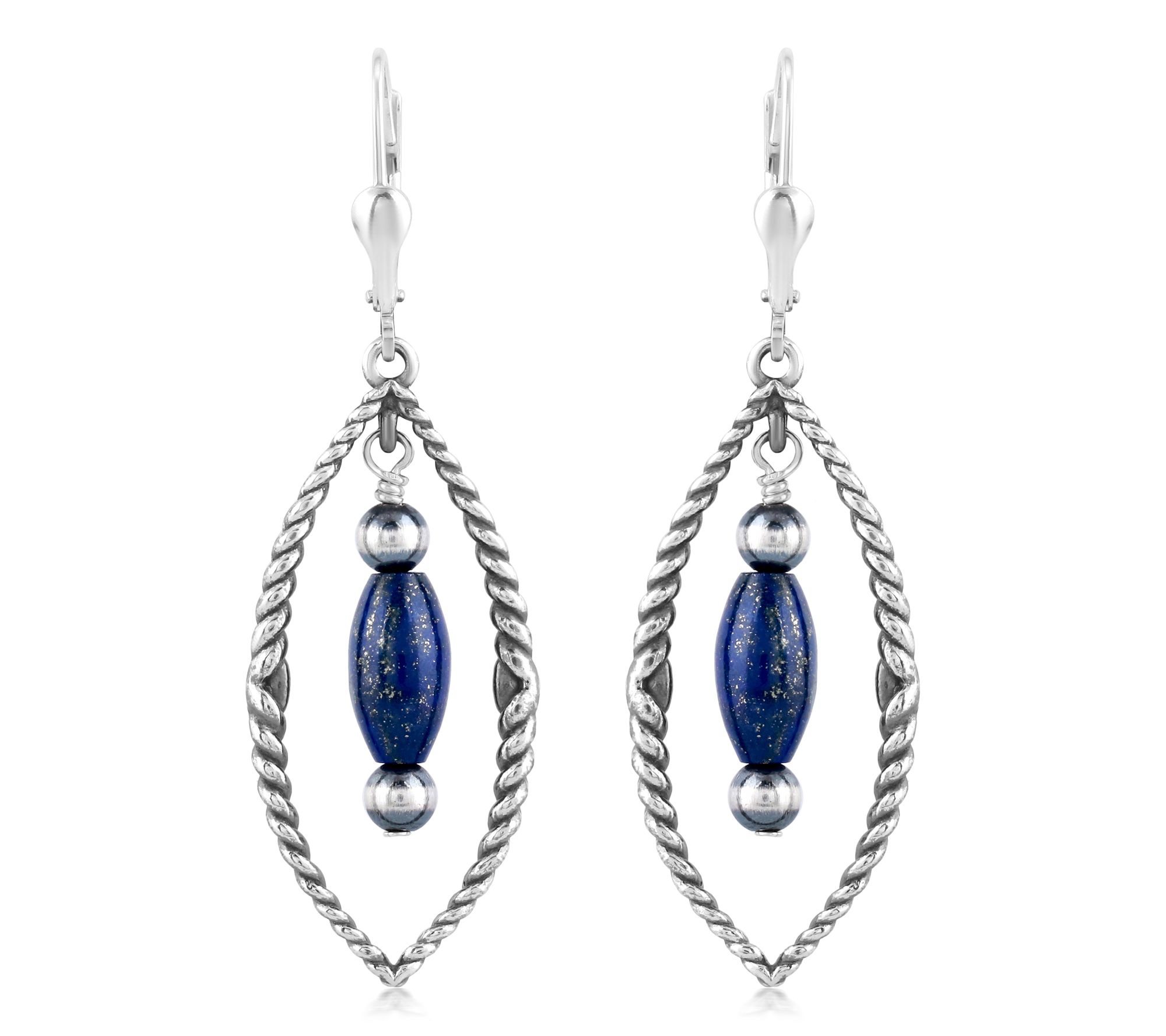 American West Sterling Marquise Cut Gemstone Dangle Earrings