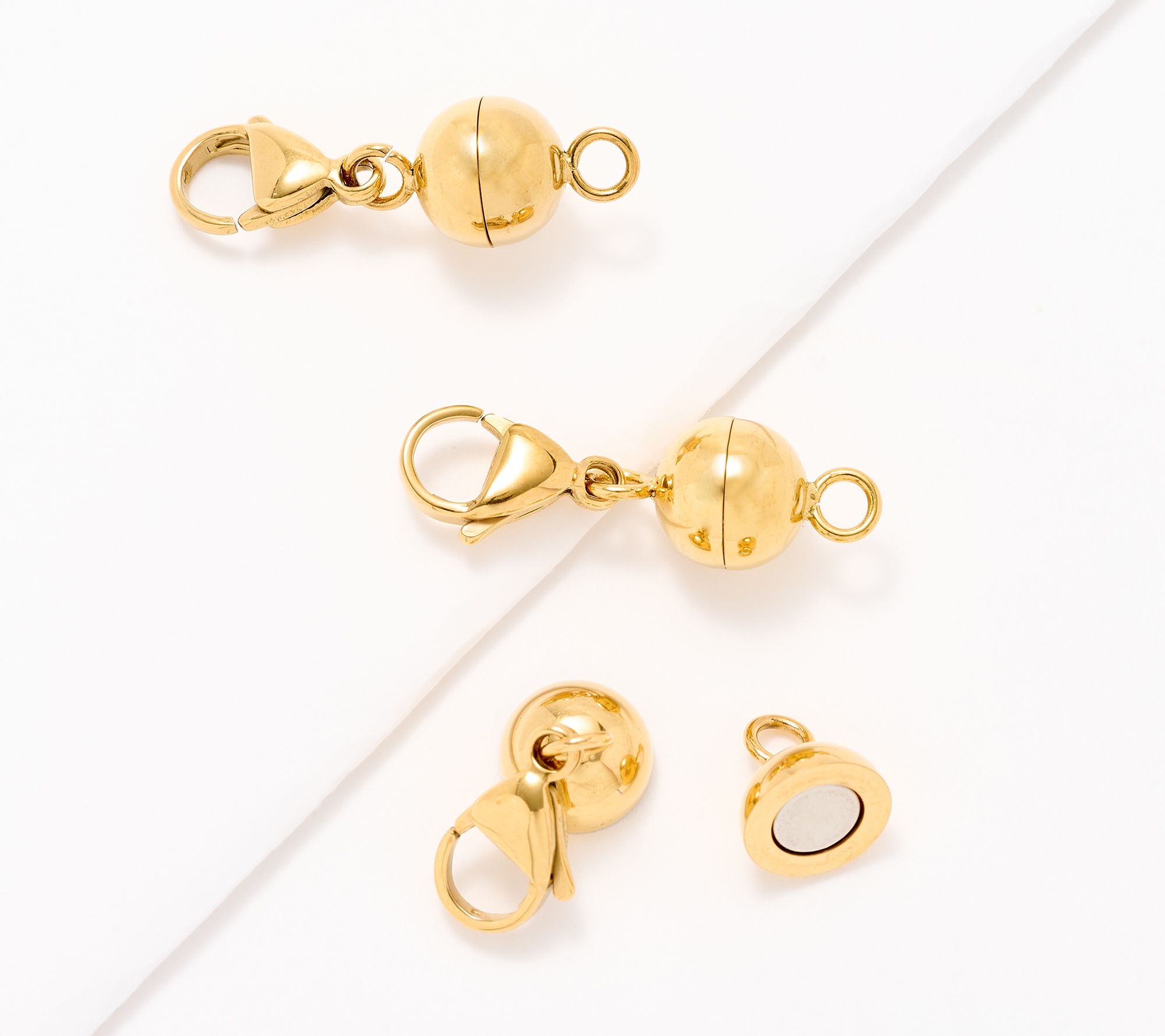 Steel by Design Set of 3 Round Magnetic Bead Jewelry Clasps