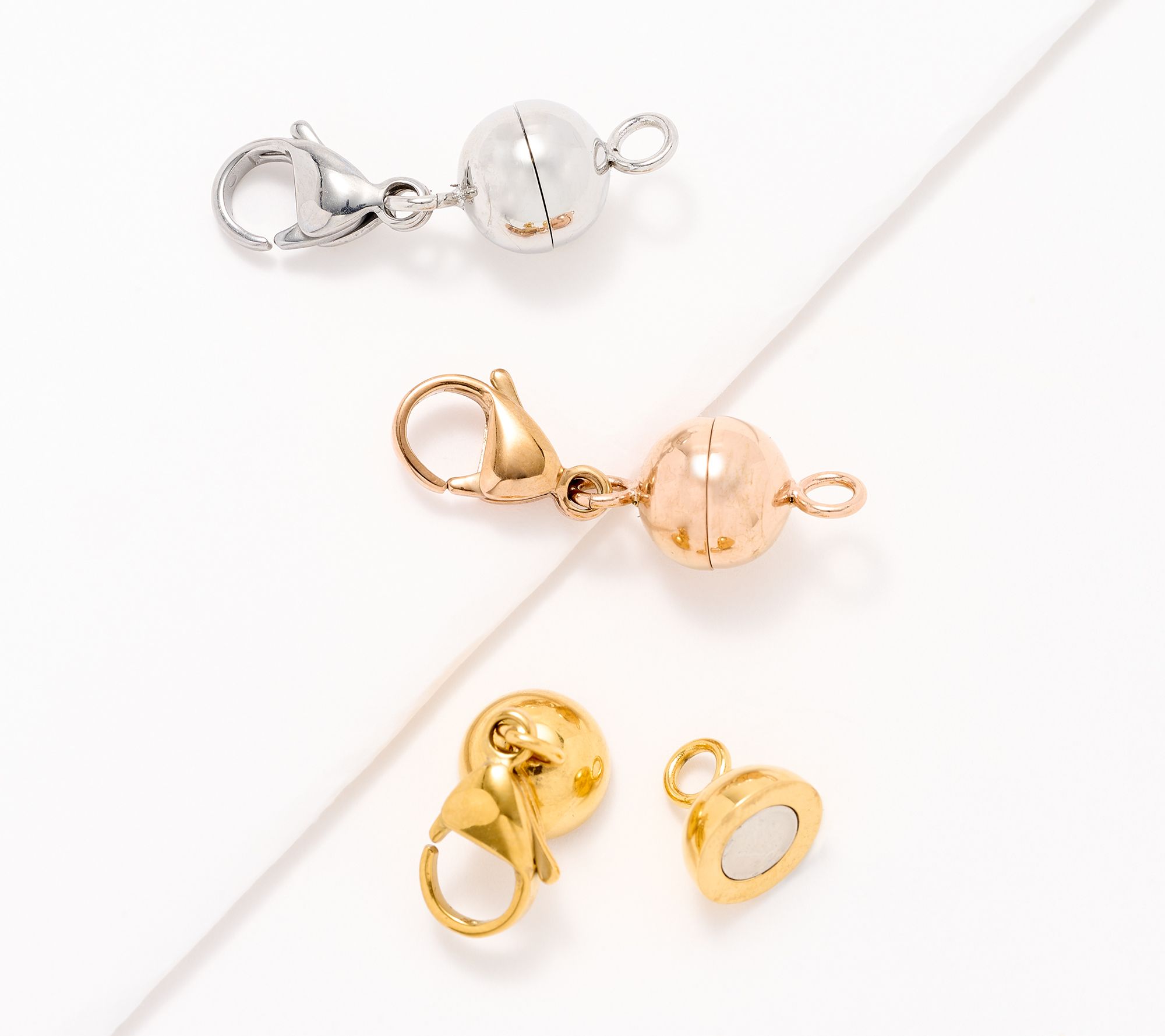 Steel by Design Set of 3 Round Magnetic Bead Jewelry Clasps