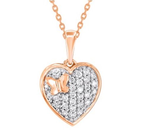 Affinity Diamond 0.20 cttw Heart Necklace, 14KRose Gold