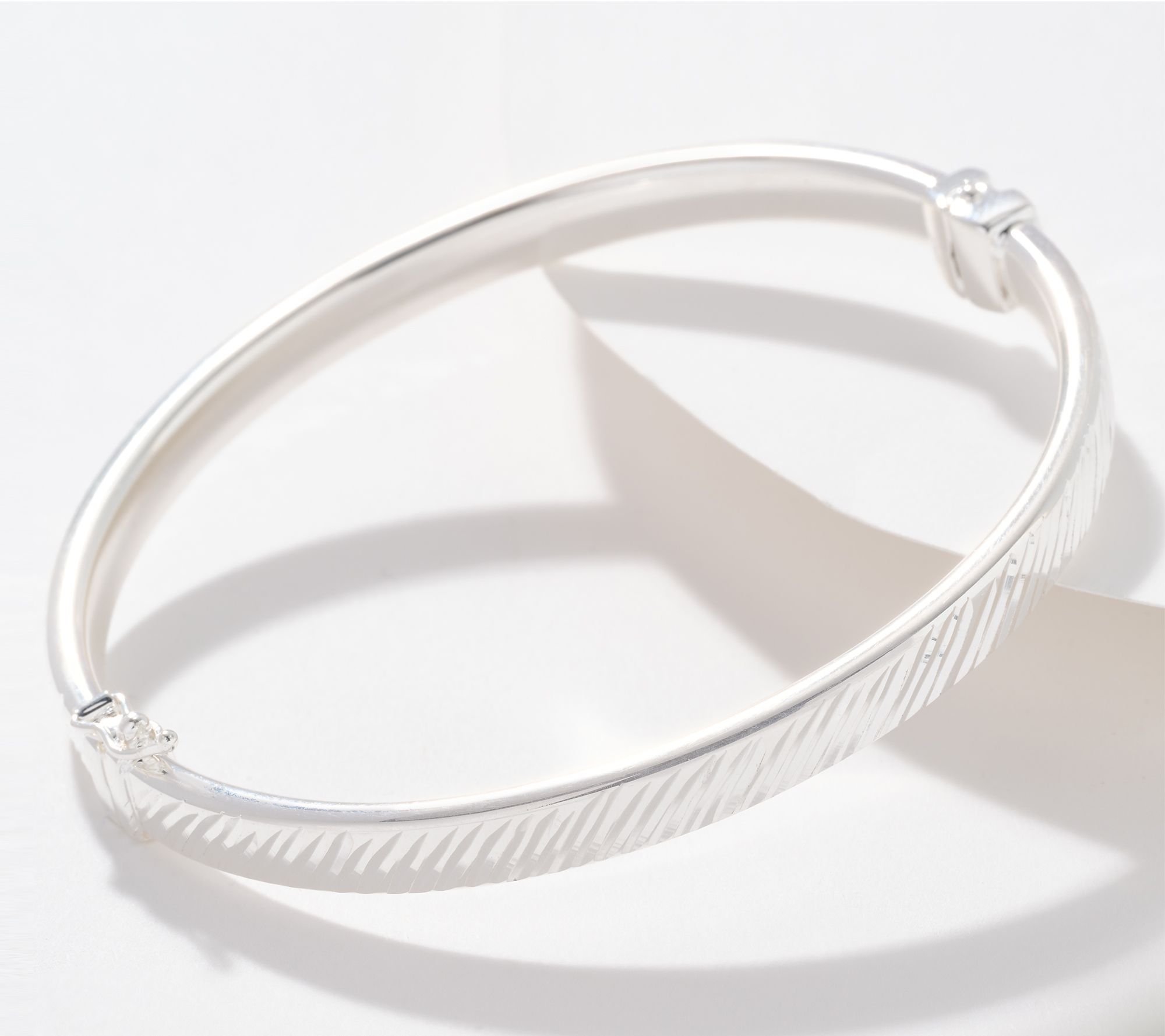 "As Is" UltraFine 950 Silver Diamond Cut Rectangular Bangle, 9.5g