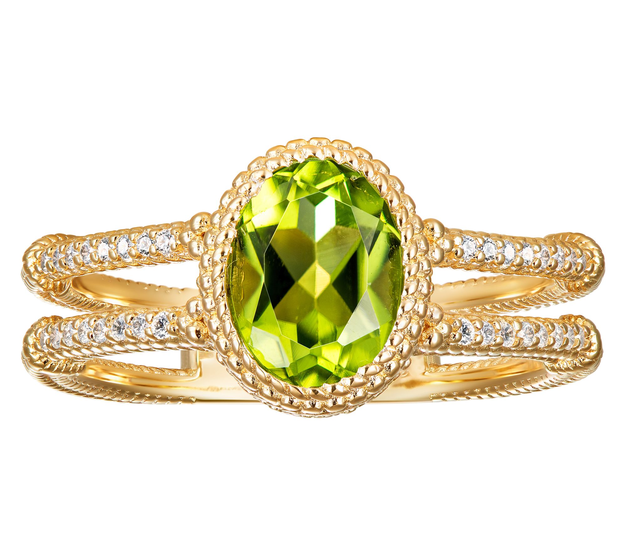 Affinity Gems Oval Gemstone Split Band Ring, 14K Gold Plated