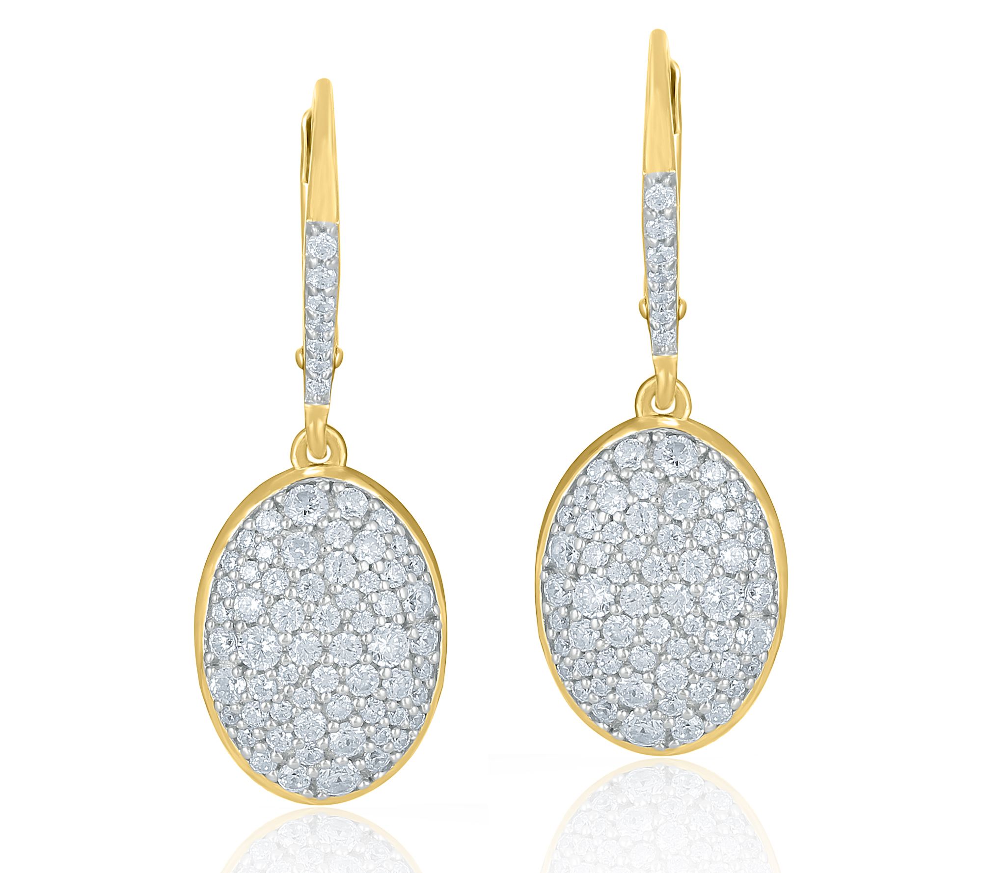 Diamonique x Kathy Levine Tw-Tone Pave Drop Earrings, Sterling