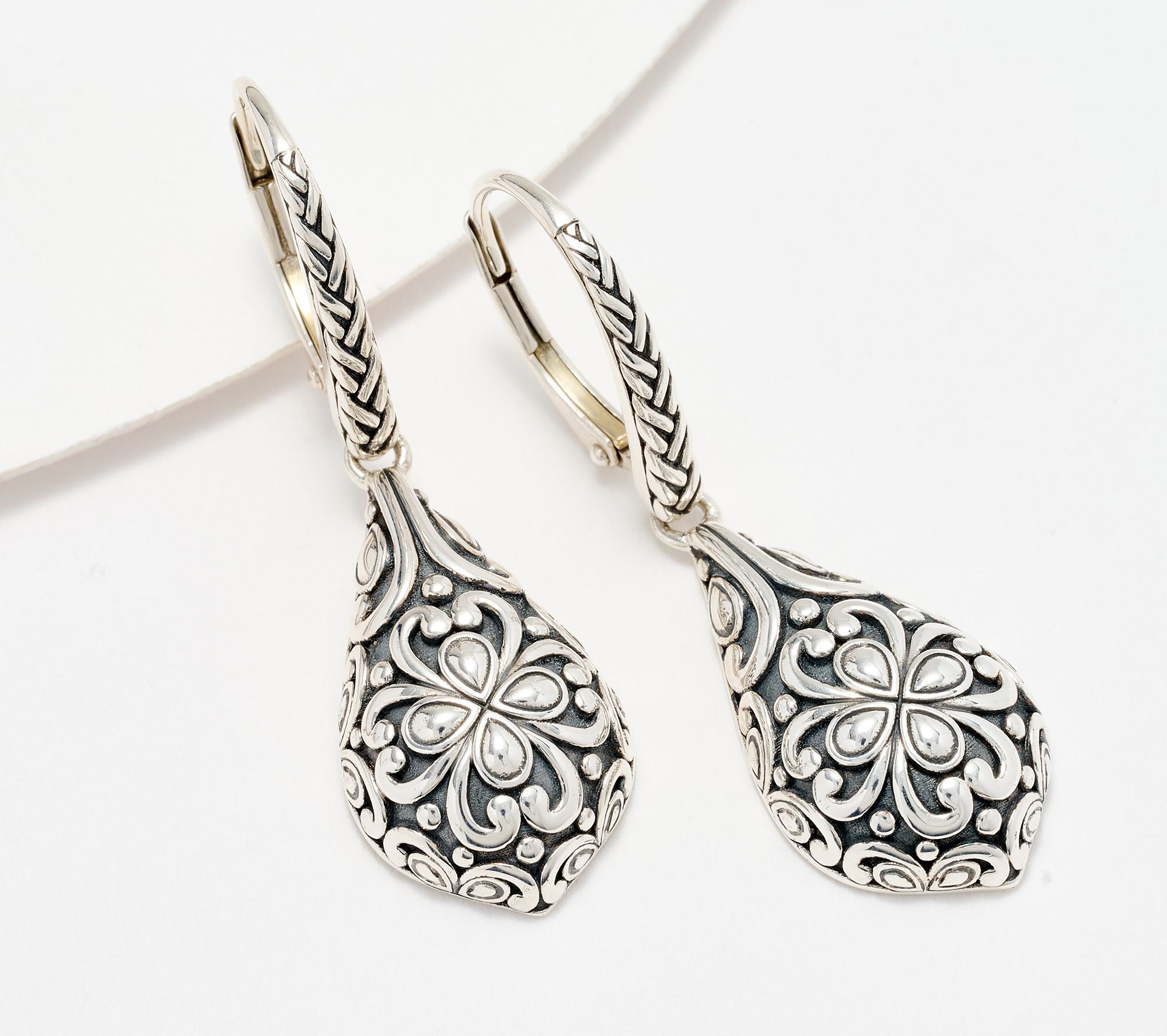 JAI Sterling Silver Heritage Lotus Textured Earrings