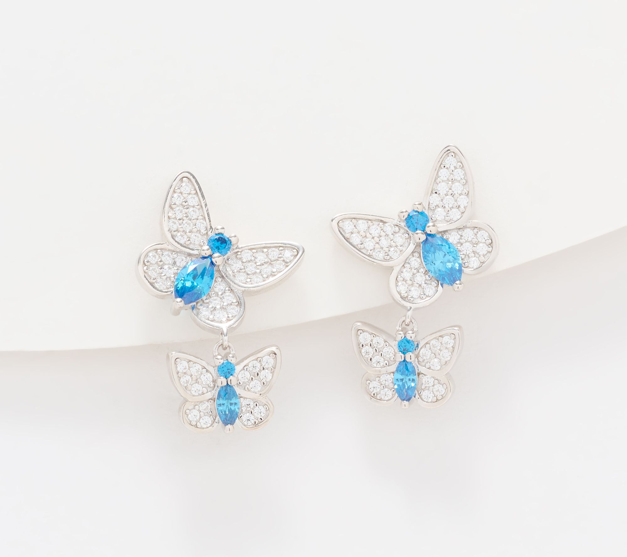 Diamonique x Kathy Levine Flutter By Drop Earrings, Sterl