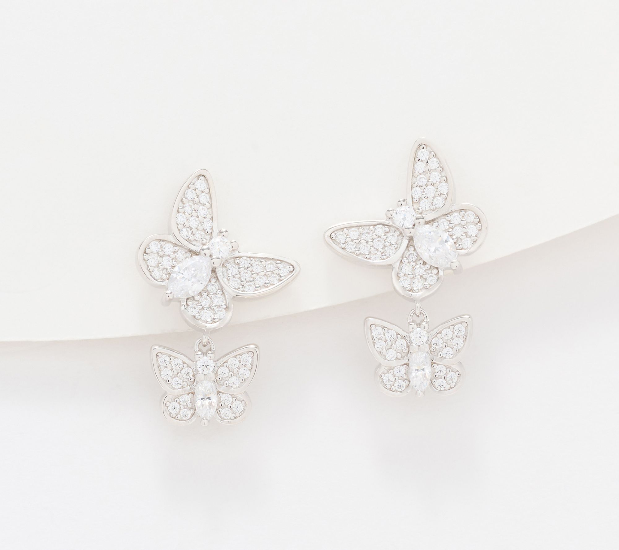 Diamonique x Kathy Levine Flutter By Drop Earrings, Sterling Silver