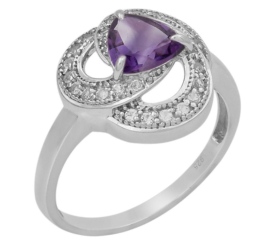 Affinity Gems Gemstone & White Topaz Ring, Sterling Silver